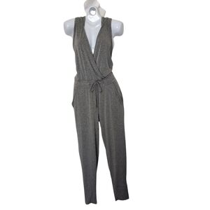 Splendid Hooded Faux Wrap Drawstring Waist Athleisure Jump Suit  L Comfy & Soft